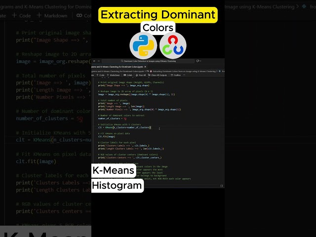 Extract Dominant Colors from Any Image using Python & K-Means #computervision #education #education
