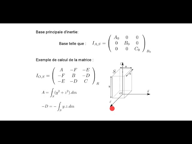 Cours PSI - video 6 - dynamique partie 2 : propriétés et calcul de matrice d'inertie