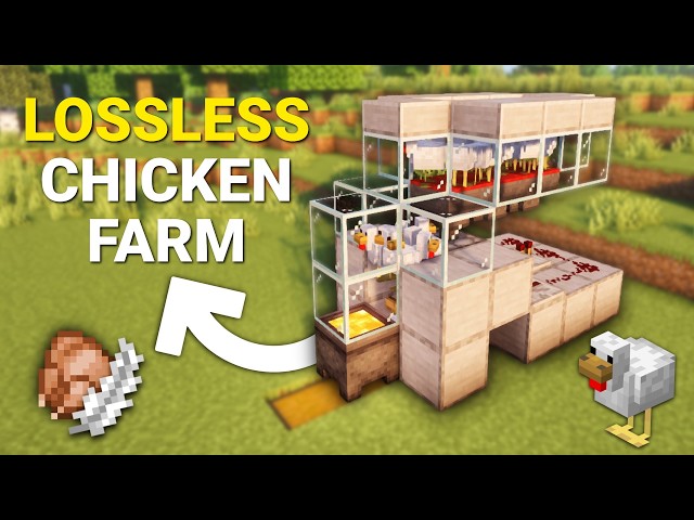Minecraft: EASIEST AUTOMATIC LOSSLESS CHICKEN FARM TUTORIAL 26.3!