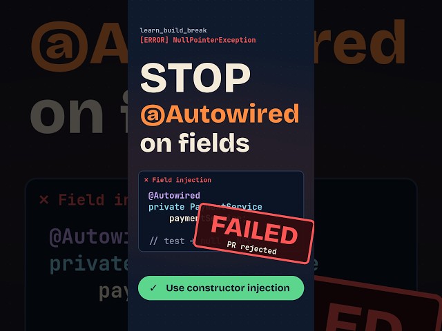 Stop using @Autowired on fields ❌ #springboot