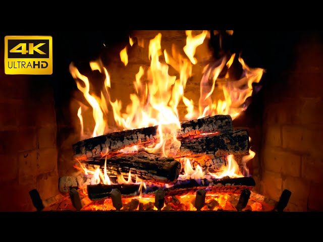 🔥 Snow Cabin Fireplace (No Music) with Burning Logs & Crackling Fire Sounds for Emotional Rest