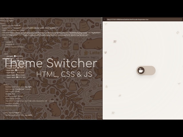 Create a Beautiful Theme Switcher with HTML, CSS & JS