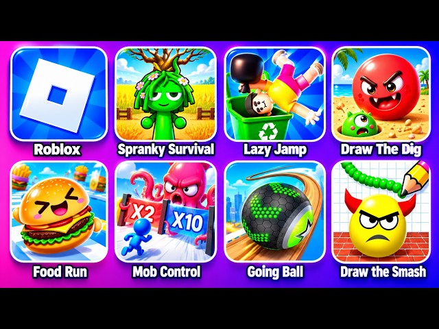 Roblox, Lazy Jump , Spranky Survival, Food Run , Draw to Dig (Spooky Beat & Food 🍔)