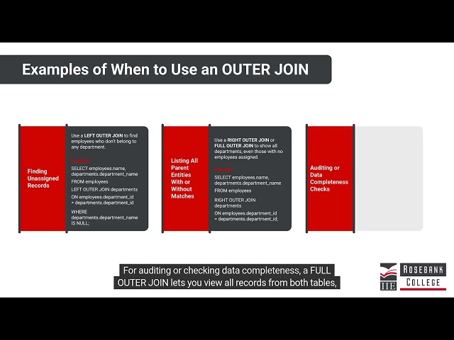 Examples of when to use an OUTER JOIN (LU3/LO6)