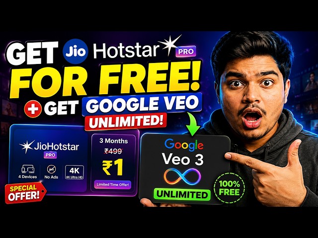 Get JioHotstar Pro for ₹1 + Google Veo 3 FREE! 😱