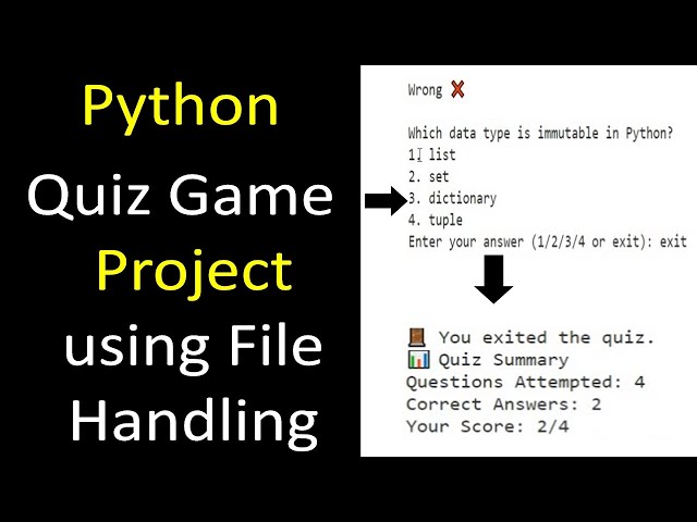 Python Quiz Game Project using Files for Beginners | Python Projects | Attempt Quiz and View Score