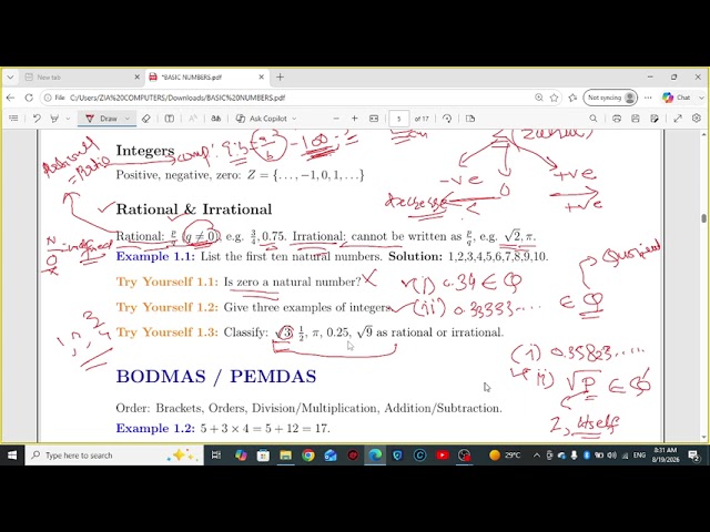 Numbers & Operations – Types, Properties & BODMAS | Basic Math Foundation | Class 11 FBISE & PTB |