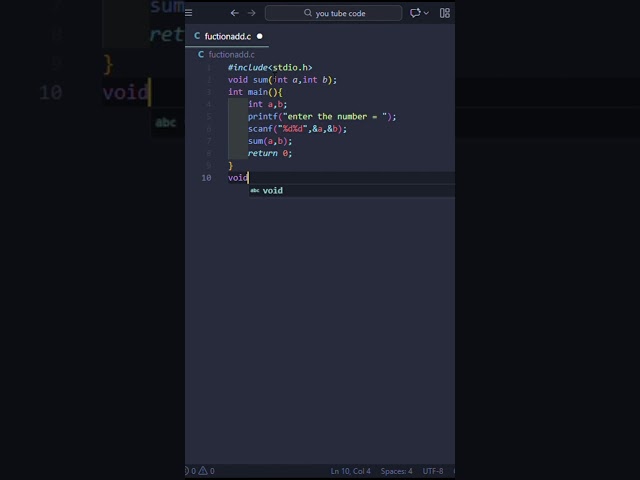 sum of Two Numbers Using Function in C#cprogramming #codingforbeginners #LearnC #TJprogramming