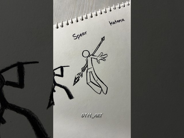 How to draw body with (Scythe, spear, katana) #drawing #stickman #tutorial #fpy