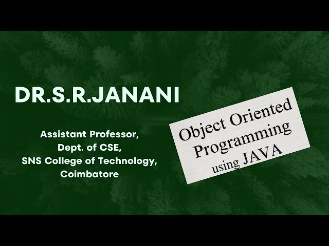 Class & Object | OOP using JAVA | SNS Institutions