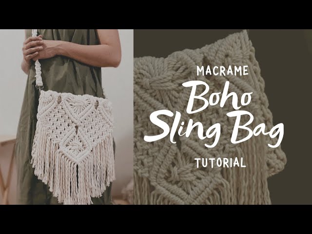 Macrame Boho Sling Bag | Tutorial for Beginners (Design # 2)