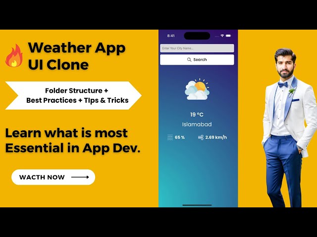🔥 Mastering UI/UX: React Native Weather App UI Clone, API Integration & Custom Fonts Mastery | 🔥Urdu