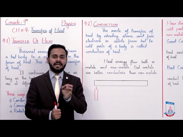 Class 9 - Physics - Chapter 9 - Lecture 1 9.1 Transfer of Heat & 9.2 Conduction - Allied Schools