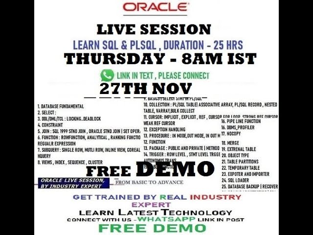 ORACLE SQL PLSQL NEW BATCH