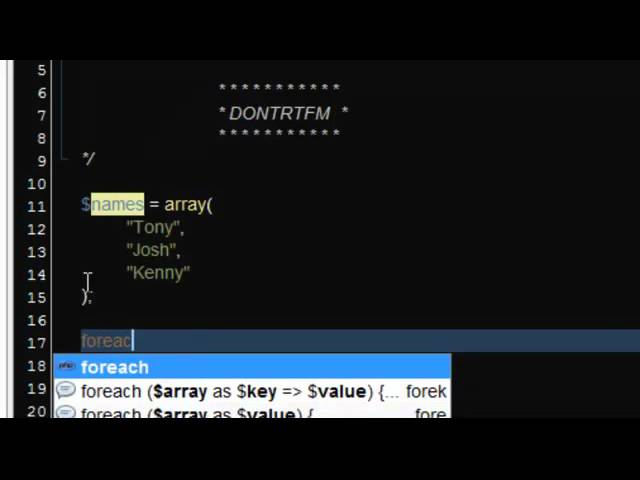 PHP tutorial 11 - For and Foreach