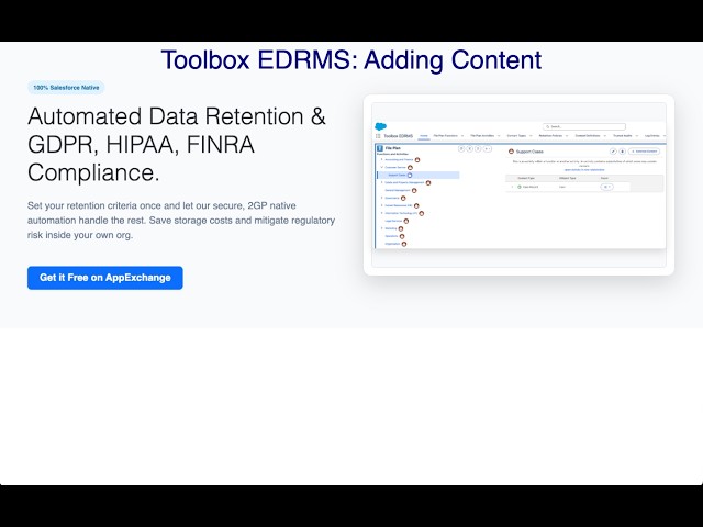 Toolbox EDRMS: Adding Content