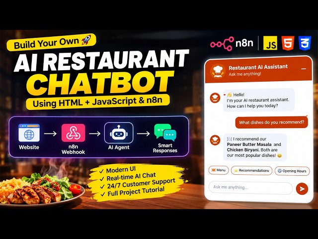 Build an AI Restaurant Chatbot with HTML, JavaScript & n8n 🤖🍽️ | Full Project Tutorial