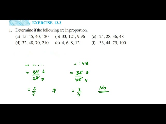 1q Ex 12.2 Ratio and proportion maths 6.Determine if the following are in proportion.
