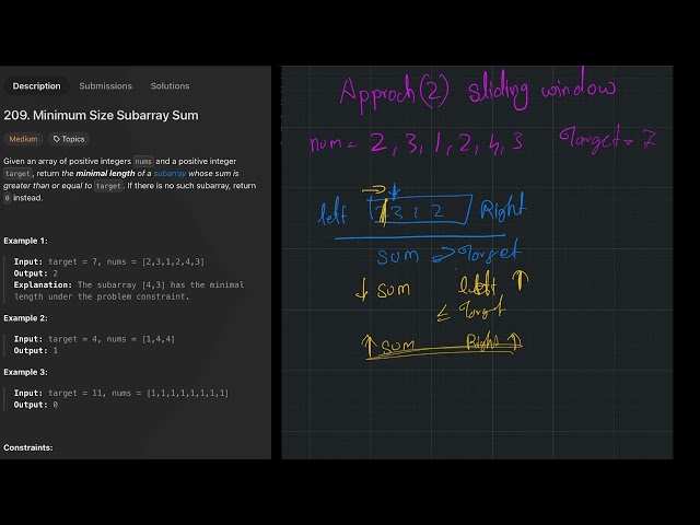 Problem 30/150 – Minimum Size Subarray Sum (LeetCode 209) 🚀 | Sliding Window Explained