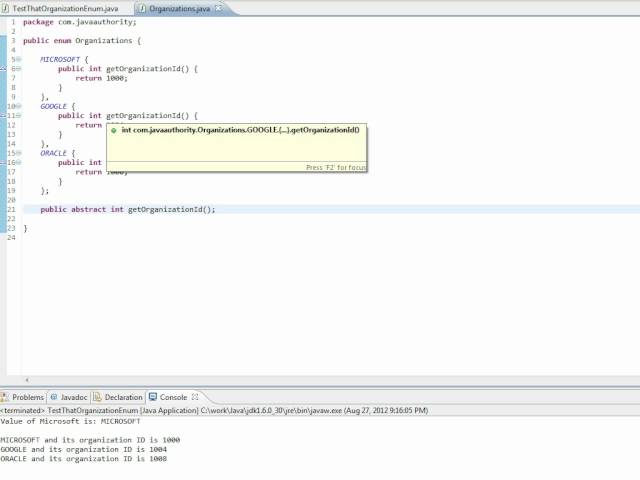 Java Authority Tutorial - Enums question answered