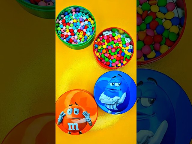 Minutes Satisfying with Rainbow M&M'S Candy Unpacking From Glossy Containers ASMR Beads Surprise