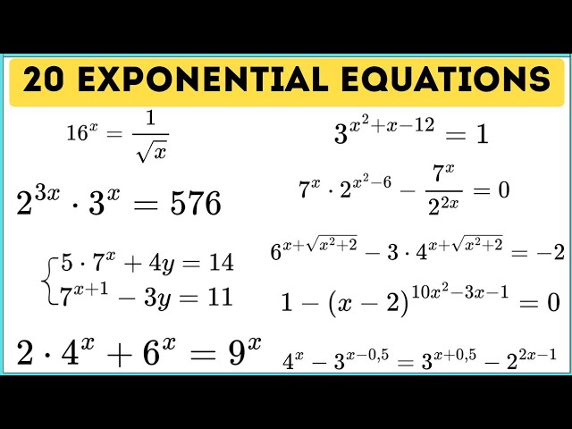 Find Your Math Level!! 20 Exponential Equations Challenge 