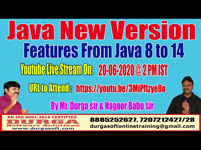 Java New Version Features From Java 8 to 14 by Durga sir & Nagoor Babu sir