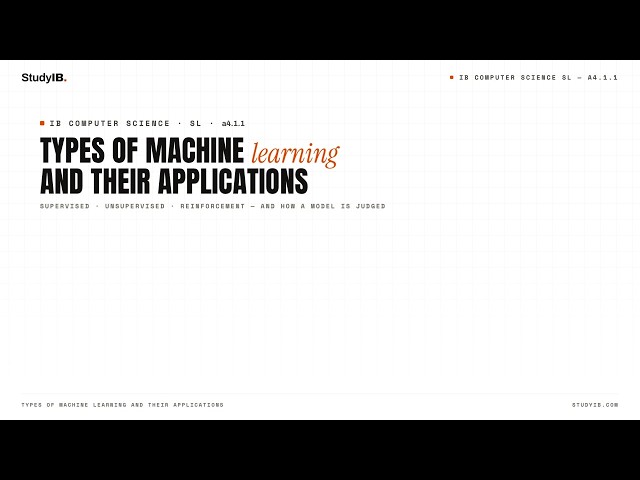 IB Computer Science SL 2027 A4.1.1 — The Machine Learning…