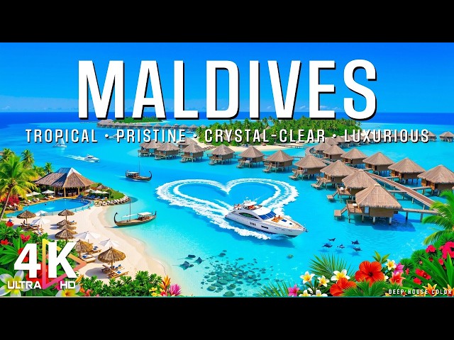 MALDIVES 4K Aerial 🇲🇻 🌊 Overwater Villas, Crystal Lagoons & Luxury Island Paradise 🚁