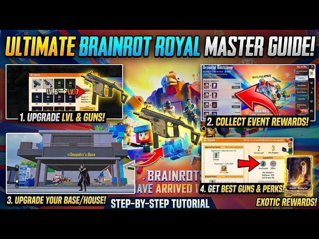 Complete Guide To Brainrot Royale Mode Level Up, Get Guns, Earn Gold | Get Free Lucky Coins & Card 