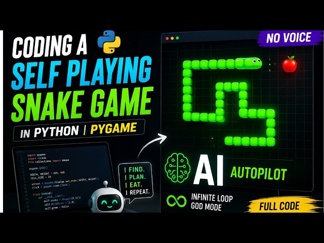Coding a Self Playing Snake Game in Python | Pygame AI Tutorial