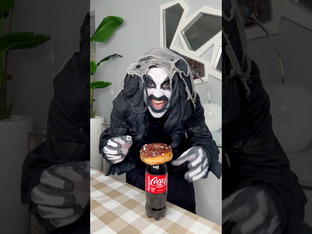 Monster finds coke and donut solution 👻🤣 #shorts