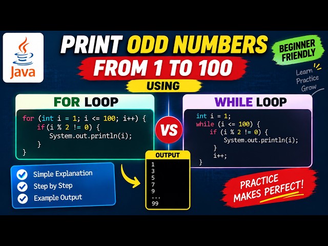 Java Program to Print Odd Numbers from 1 to 100 Using Loop