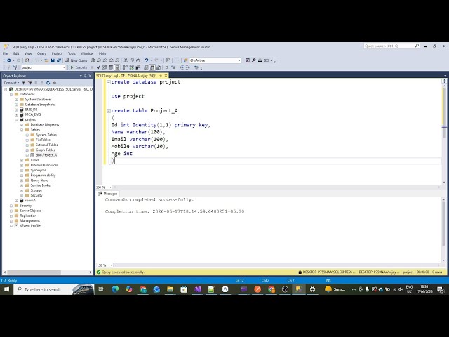 How to create table in sql server 