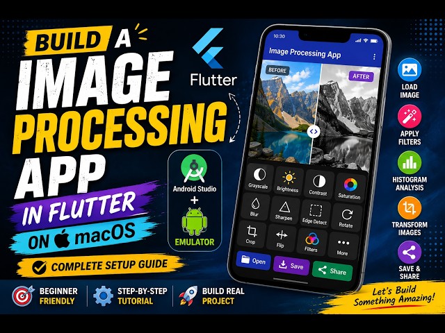 🚀Build an Image Processing App in Flutter on macOS | Android Studio Setup, Emulator & Image Filters
