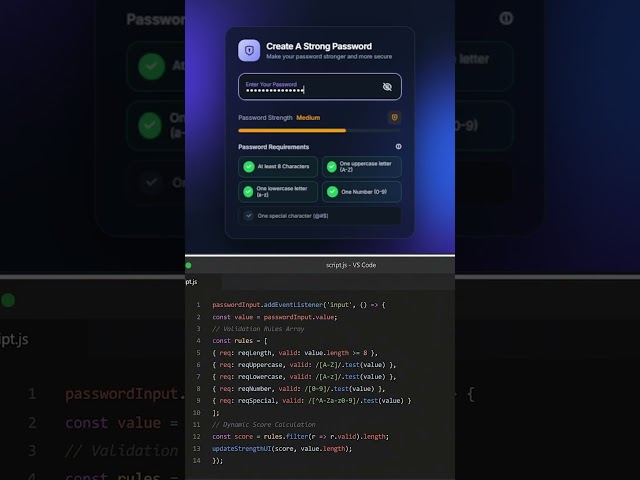 Password Strength Checker with HTML CSS & JavaScript