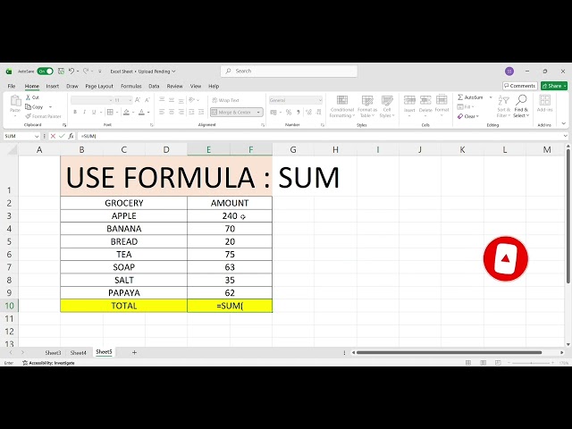 Excel में SUM Formula कैसे लगाएं? | How to Use SUM Formula in Excel | Easy Excel Tips, 