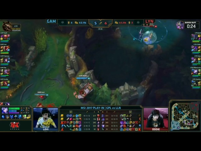 GAM Levi Insane dragon steal vs Lyon Gaming MSI 2017