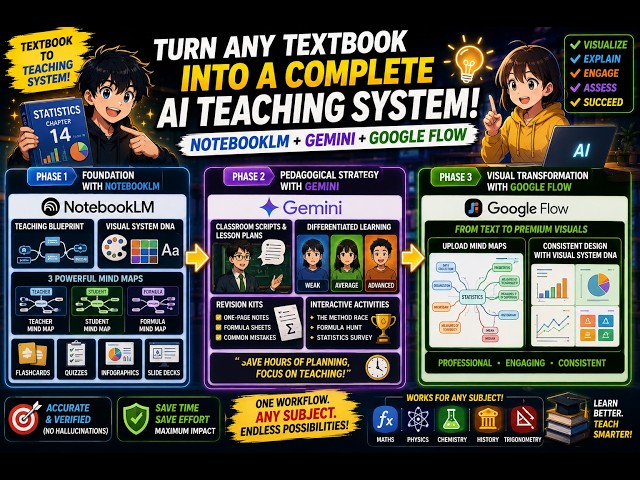 Turn Any Textbook into an AI Teacher! 📚 NotebookLM + Gemini + Google Flow Complete Workflow