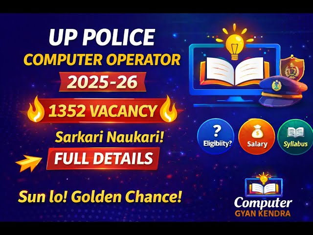 UP Police Computer Operator Bharti 2025 | 1352 Posts | Eligibility, Syllabus & Exam Pattern