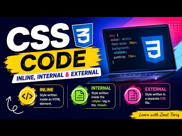 CSS Inline, Internal & External Stylesheet Explained | Complete Beginner Tutorial | HTML & CSS
