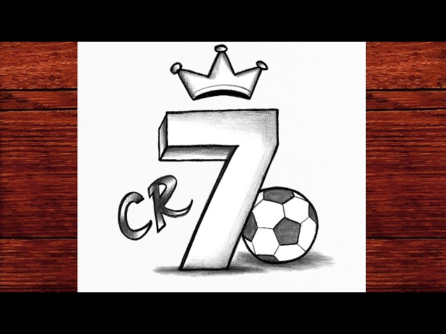 Cristiano Ronaldo Number 7 Drawing 🔥 Easy 3D Pencil Sketch for Beginners