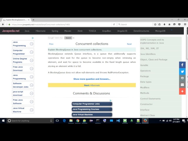Explain BlockingQueue in Java concurrent collections. | javapedia.net