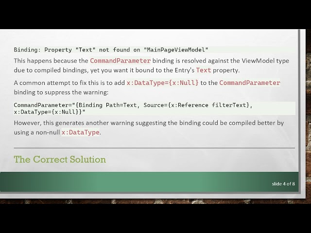 How to Use x:DataType Correctly with EventToCommandBehavior in .NET MAUI Compiled Bindings