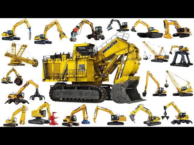 Excavators for Kids | Types of Excavators & Heavy Construction Vehicles | Vehicle Names in English