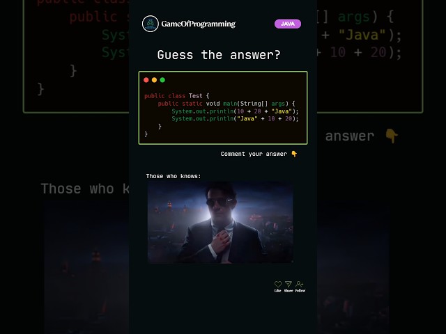 Guess the Answer ❔ #coding #programming #java #webdesign #music #learning