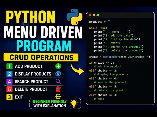Python Menu Driven Program 🔥 | Add, Search & Delete Products | Beginner Tutorial
