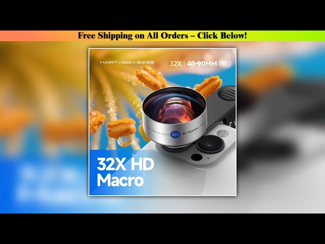 MARTVSEN 32X 5K HD Super Macro Lens Clip-on for iPhone Samsung Android, take stunning close-ups, a