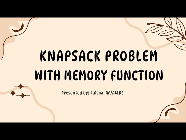 Knapsack problem with memory function