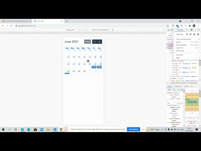 Ionic 5 Angular 12 FullCalendar with Dynamic Events